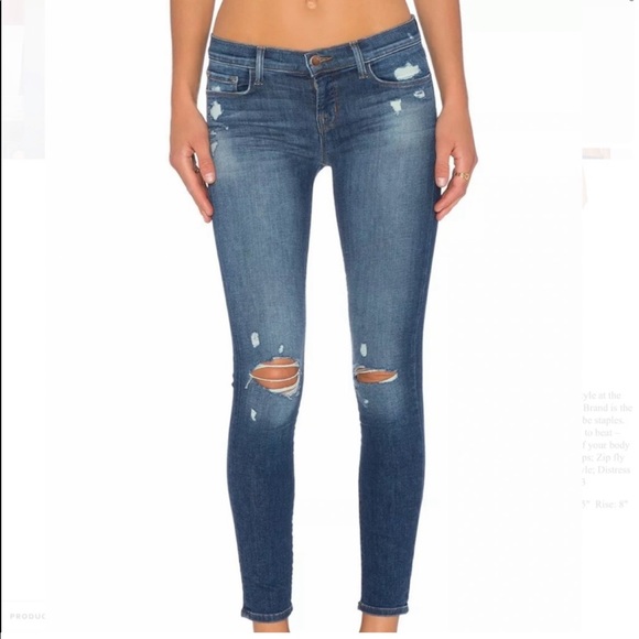 J Brand Affinity Distressed Low Rise Crop Skinny Jeans